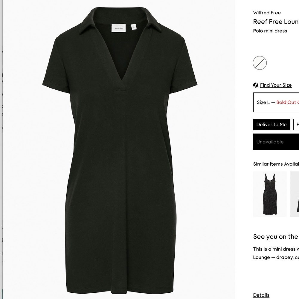 Wilfred Free Reef Free Lounge Dress Polo Black Small Aritzia